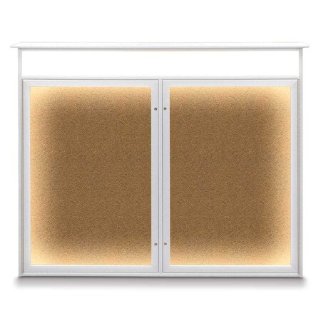 United Visual Products Open Faced Traditional Rounded Corkboard UV645ARC-WHITE-PUMICE